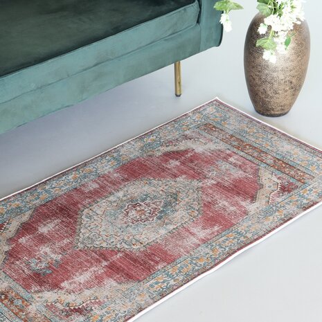 Lizzely Garden & Living Tapis vintage 70x140cm rouge oriental avec motifs Lizzely Garden & Living Tapis vintage 70x140cm rouge oriental avec motifs
