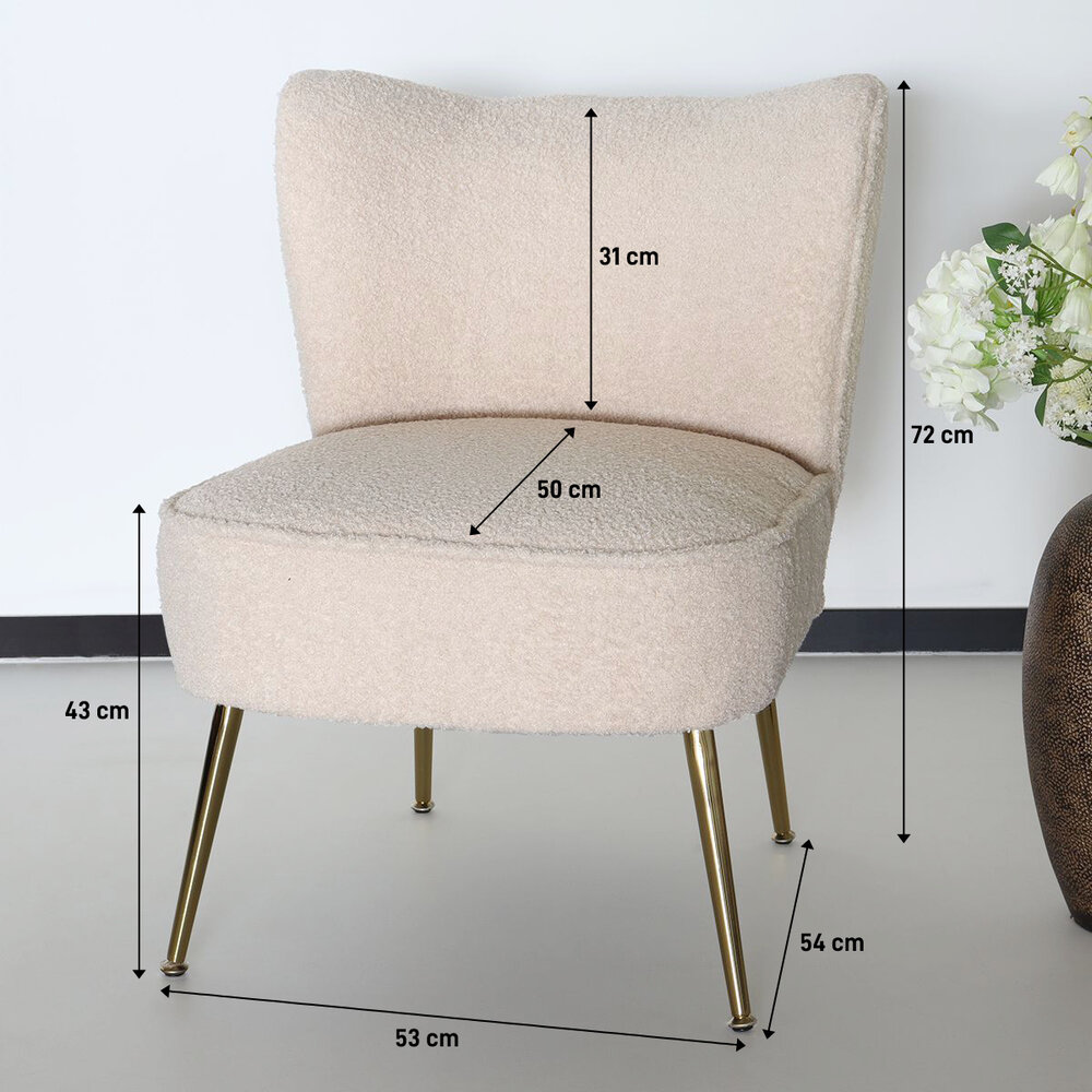 Canapé-fauteuil 1 personne beige en tissu teddy