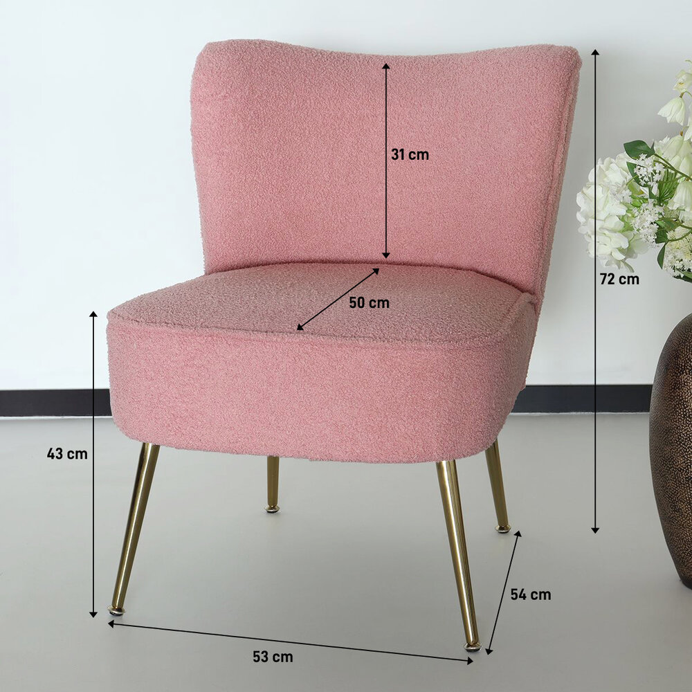 Canapé-fauteuil 1 personne rose en tissu teddy Canapé-fauteuil 1 personne rose en tissu teddy