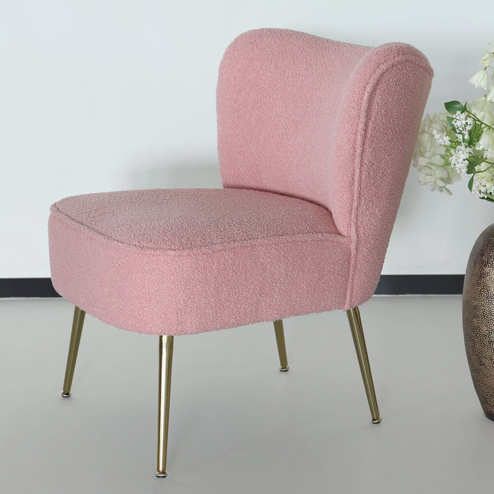 Canapé-fauteuil 1 personne rose en tissu teddy Canapé-fauteuil 1 personne rose en tissu teddy