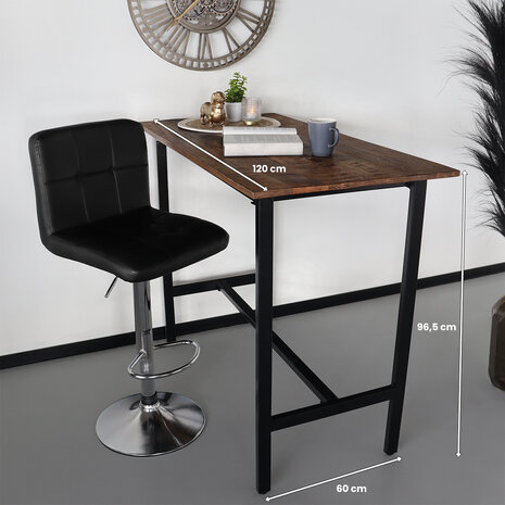 Lizzely Garden & Living Table de bar industrielle Bax durable en bois de manguier 120x60cm table haute