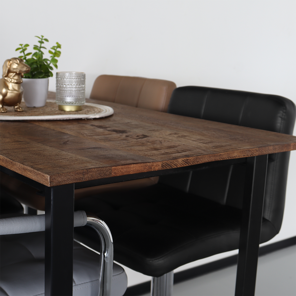 Table de bar industrielle Bax durable en bois de manguier 120x60cm table haute