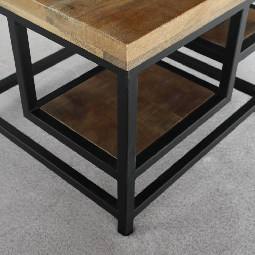 Table basse industrielle Sunny 60cm en bois de manguier style de industriel