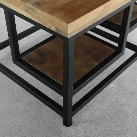 Lizzely Garden & Living Table basse industrielle Sunny 60cm en bois de manguier style de industriel