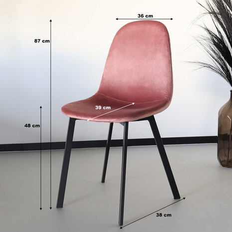 Lizzely Garden & Living Chaise de salle à manger Simpy velours vieux rose