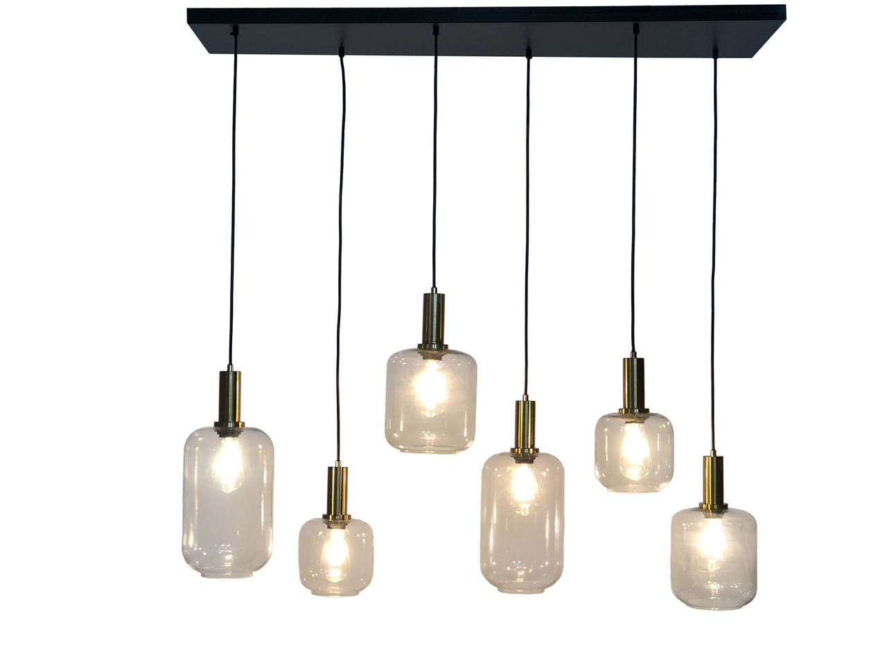 Lampe suspension barre industrielle avec 6 lampes Semmy