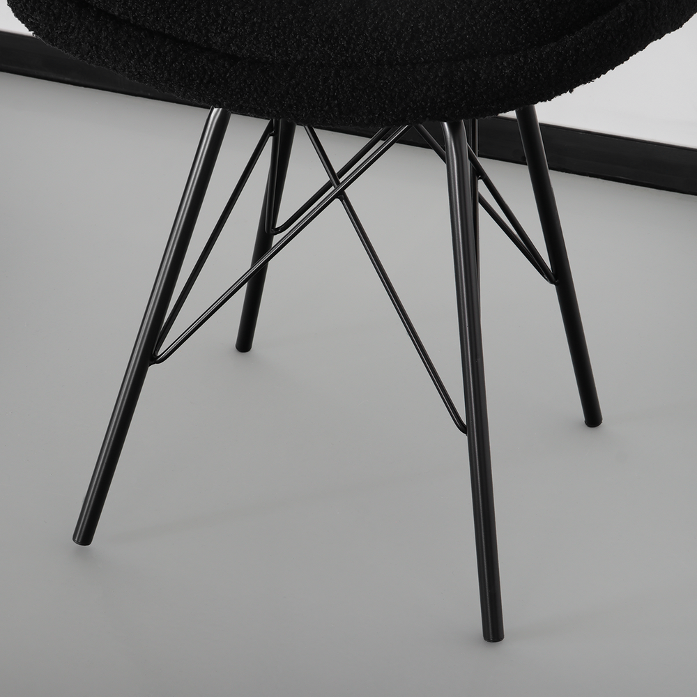 Chaise de salle à manger Viga teddy noir