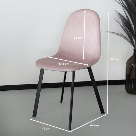 Lizzely Garden & Living Chaise de salle à manger Simpy velours rose