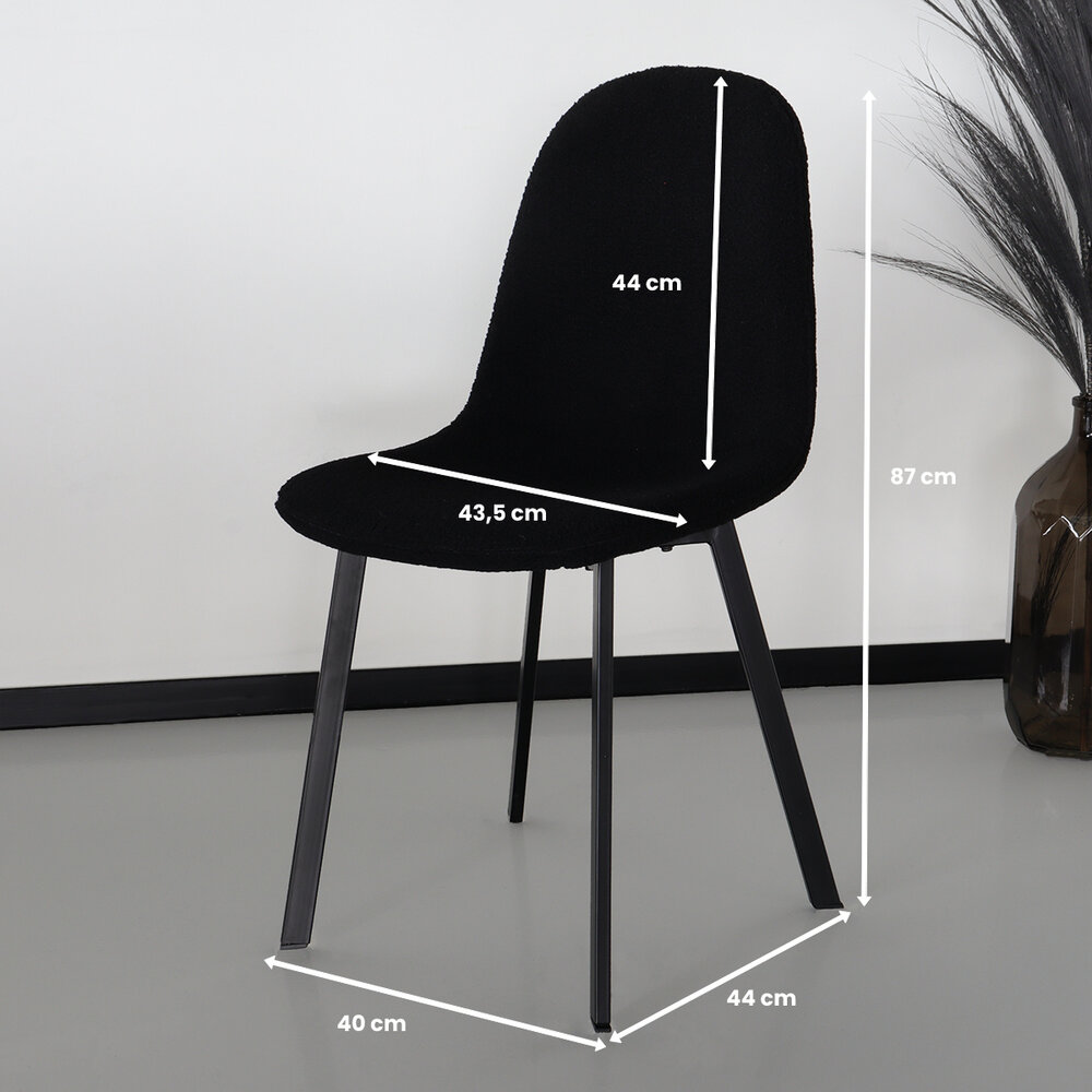 Chaise de salle à manger Simpy teddy bouclé noir Chaise de salle à manger Simpy teddy bouclé noir