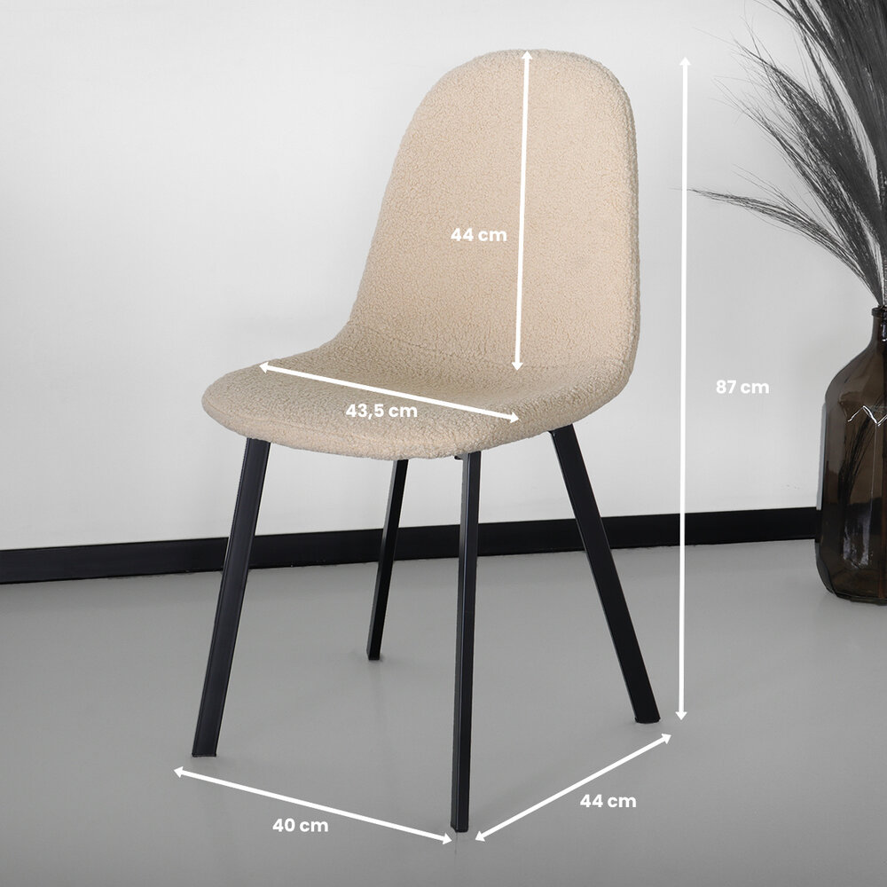 Chaise de salle à manger Simpy teddy bouclé sable