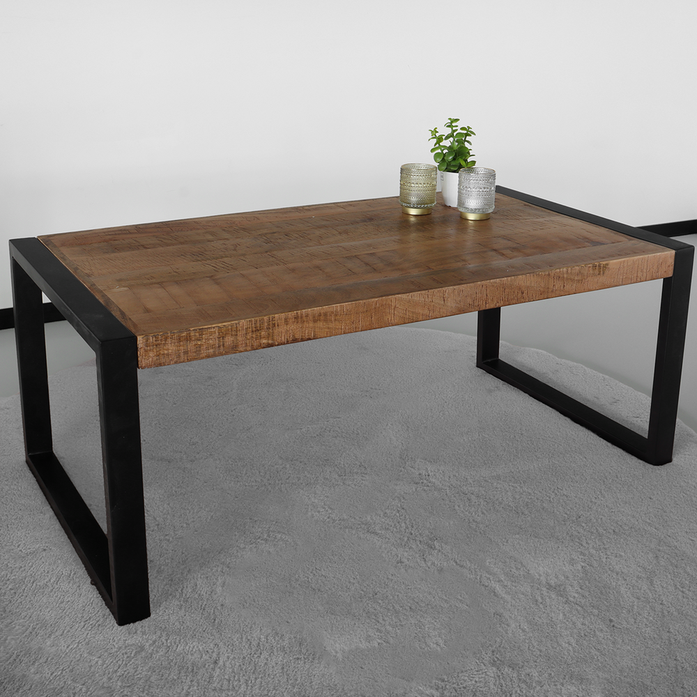 Table basse en bois de manguier Danique 110cm industrielle durable en bois massif table d'appoint Table basse en bois de manguier Danique 110cm industrielle durable en bois massif table d'appoint