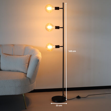 Lizzely Garden & Living Lampe sur pied de style industriel Eden noir lampadaire