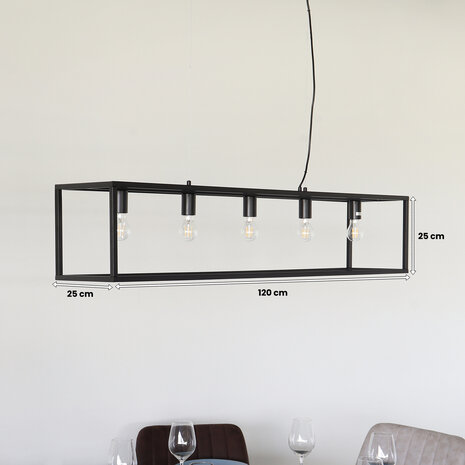 Lizzely Garden & Living Lampe suspension barre industrielle Laura noir