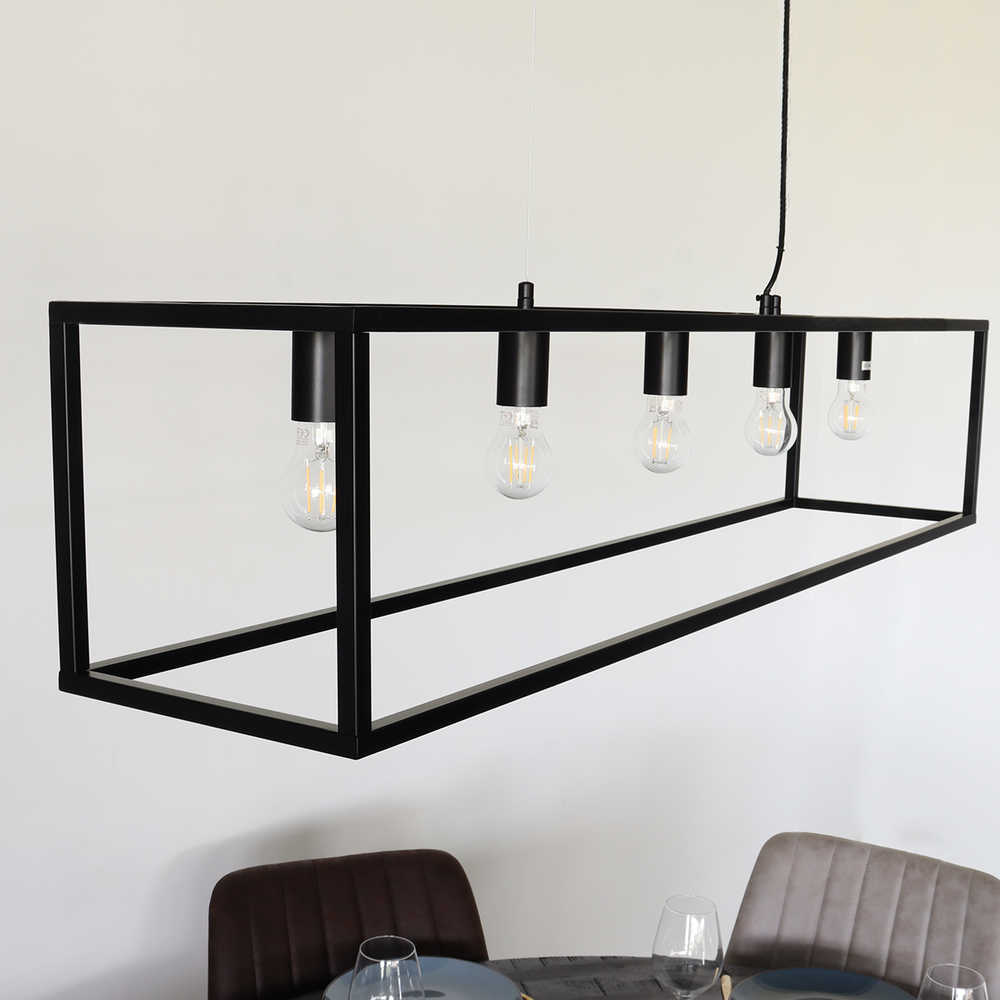 Lampe suspension barre industrielle Laura noir