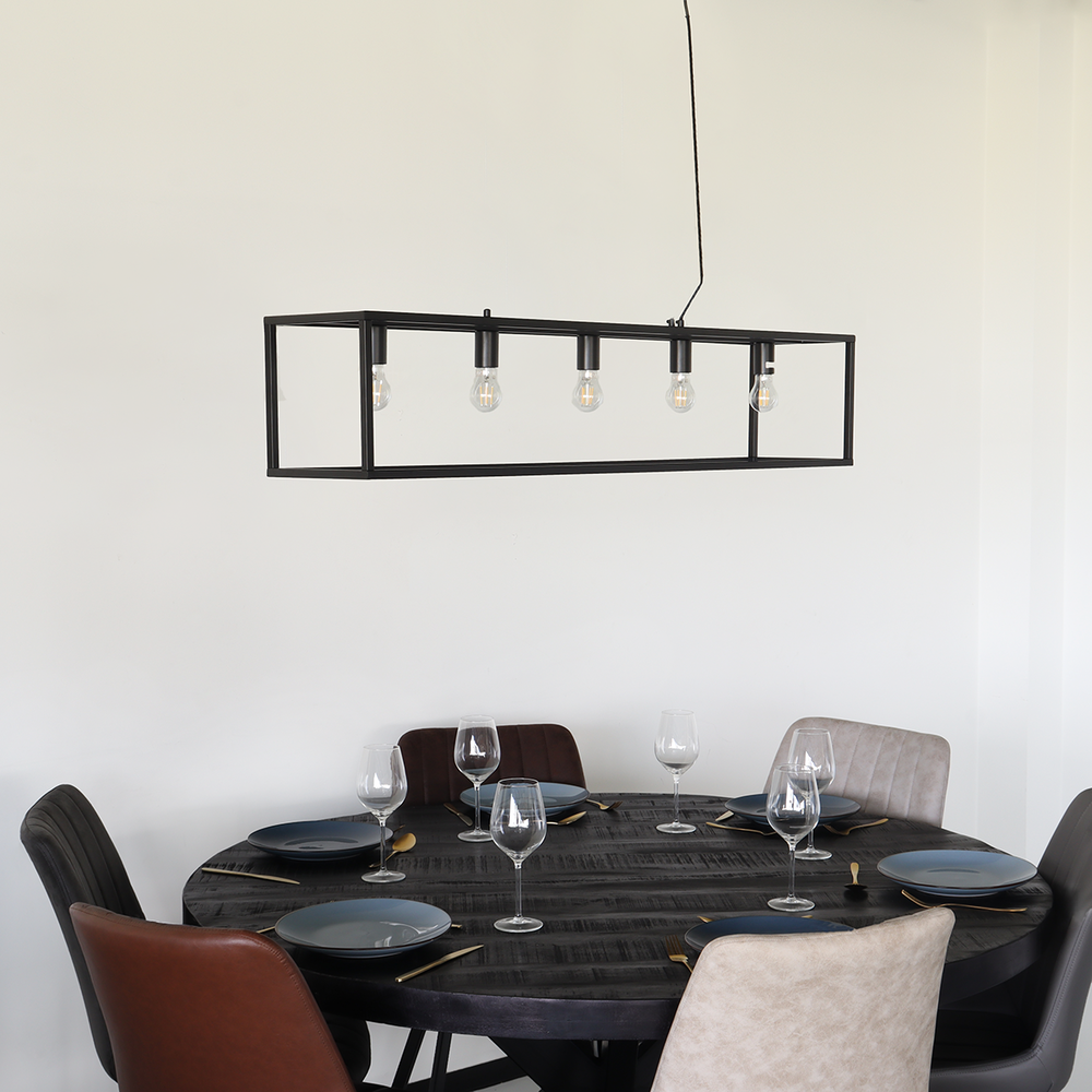 Lampe suspension barre industrielle Laura noir