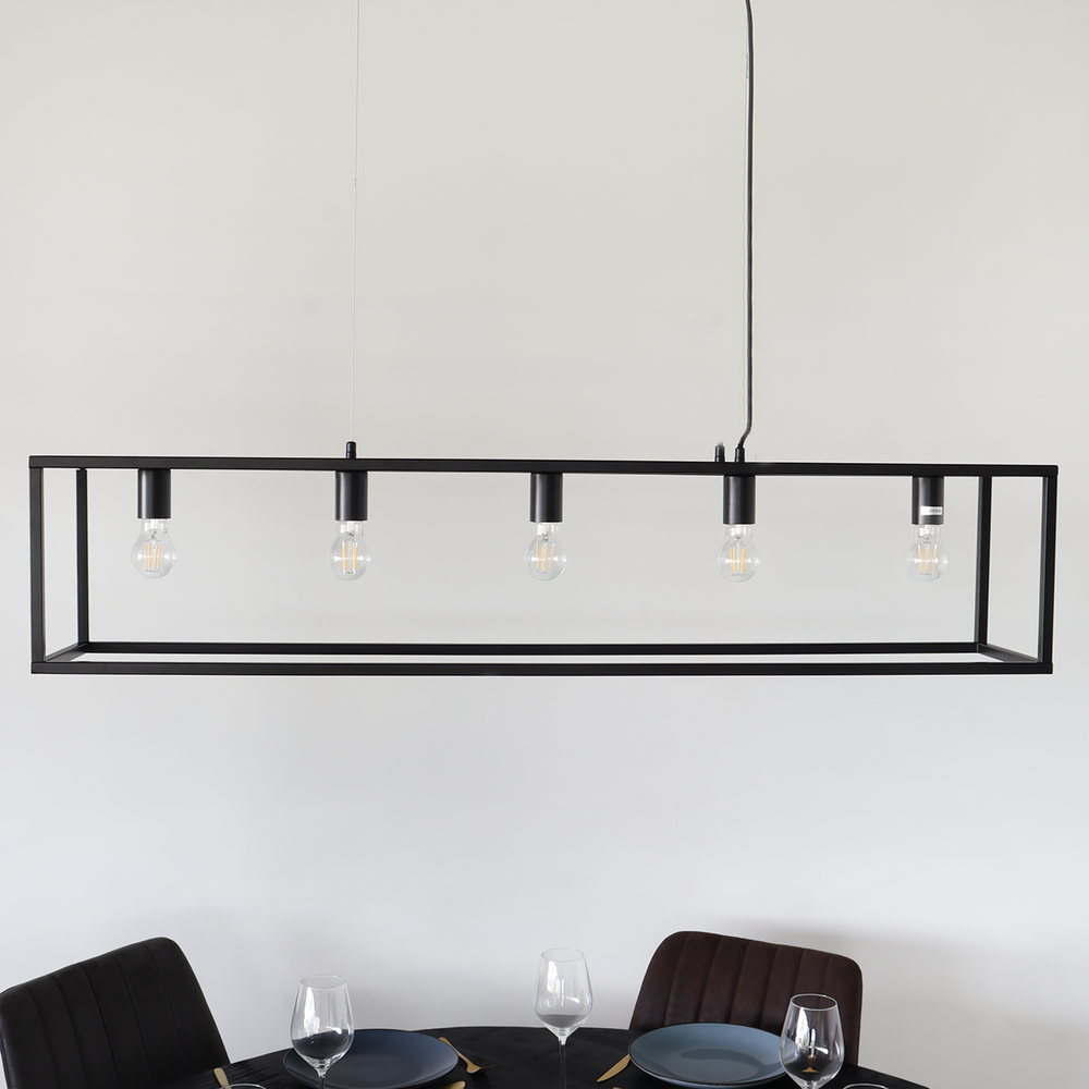 Lampe suspension barre industrielle Laura noir