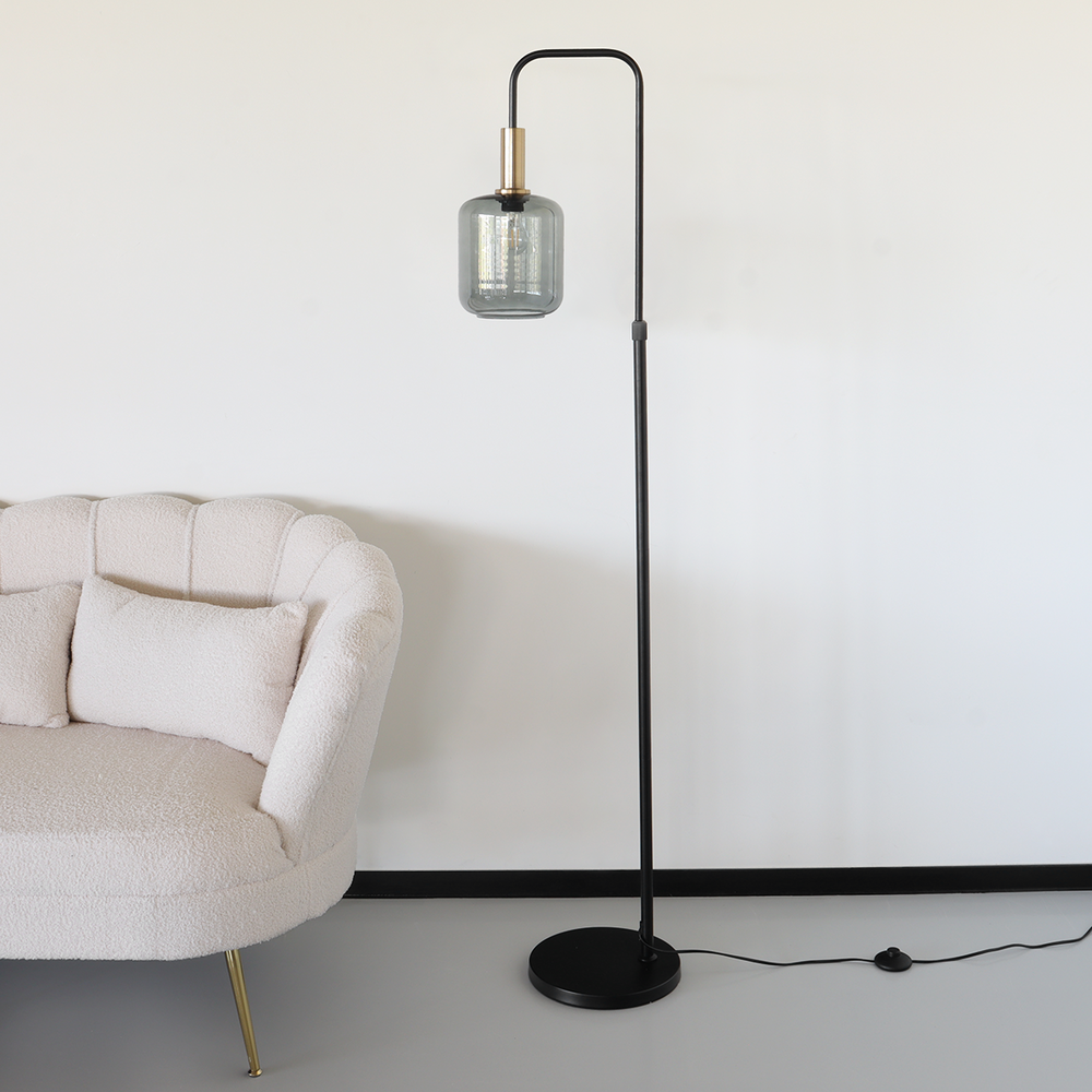 Lampe sur pied de style industriel Zakkie noir or lampadaire Lampe sur pied de style industriel Zakkie noir or lampadaire