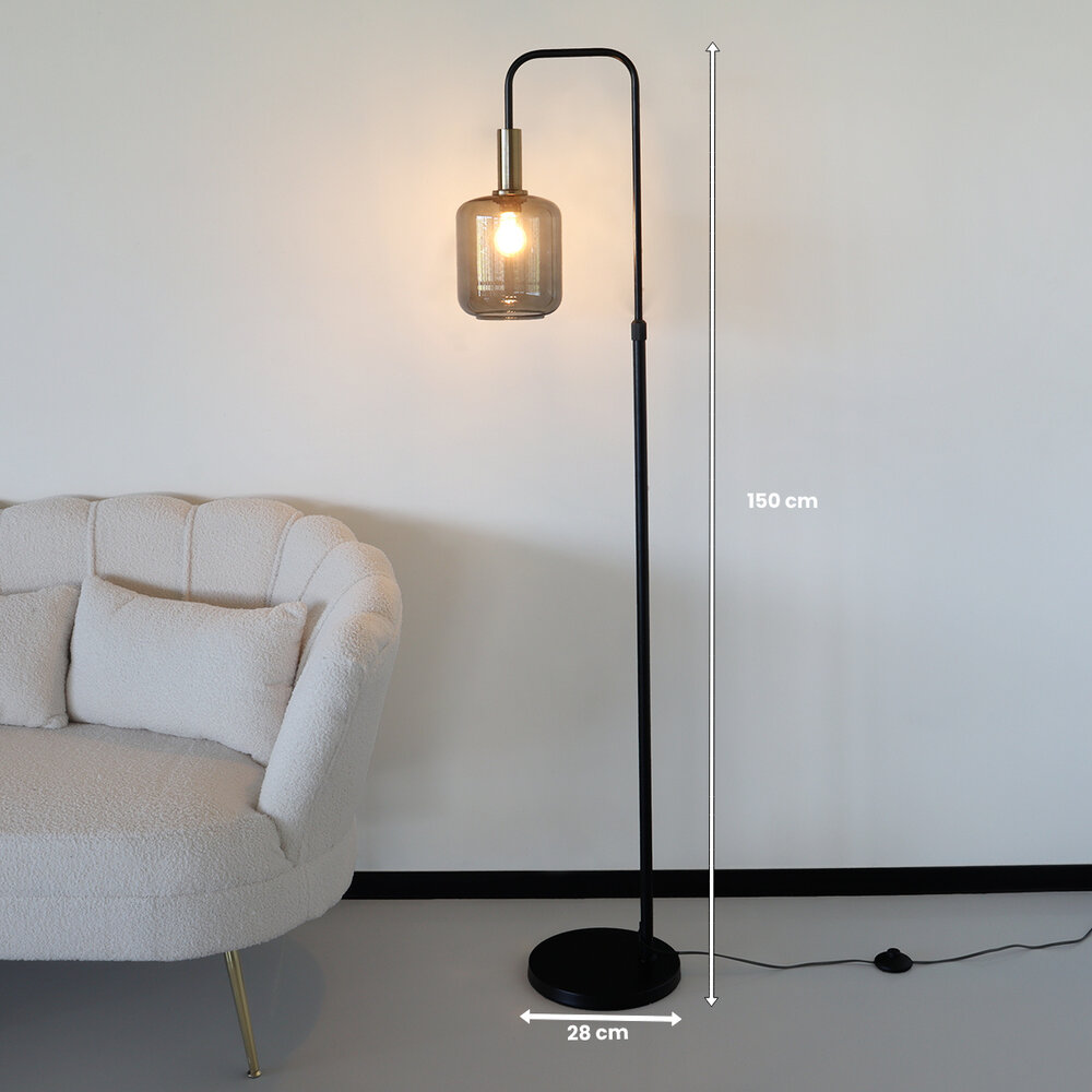 Lampe sur pied de style industriel Zakkie noir or lampadaire Lampe sur pied de style industriel Zakkie noir or lampadaire