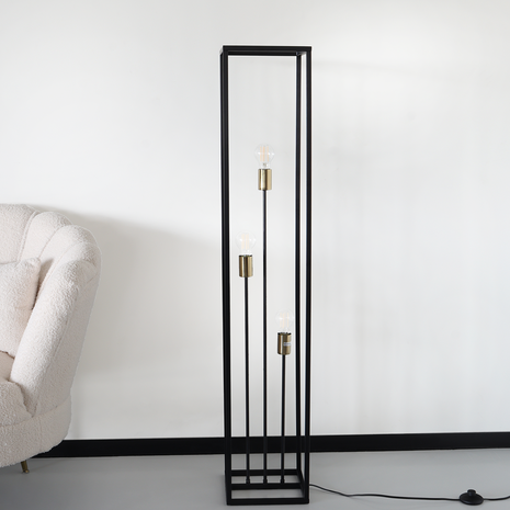 Lizzely Garden & Living Lampe sur pied de style industriel Tommy noir/or lampadaire Lizzely Garden & Living Lampe sur pied de style industriel Tommy noir/or lampadaire