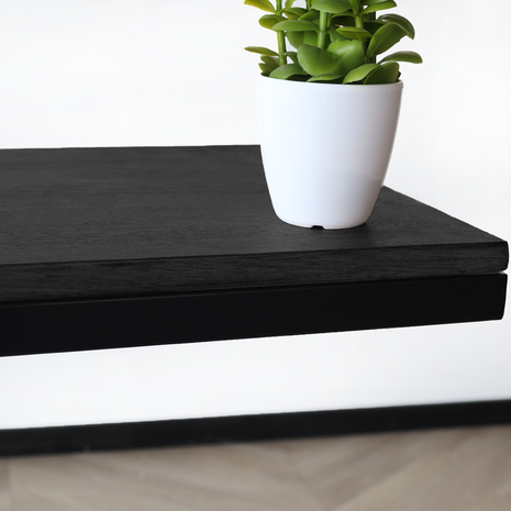 Lizzely Garden & Living Table d'appoint industrielle Jerry 69cm en bois de manguier noir