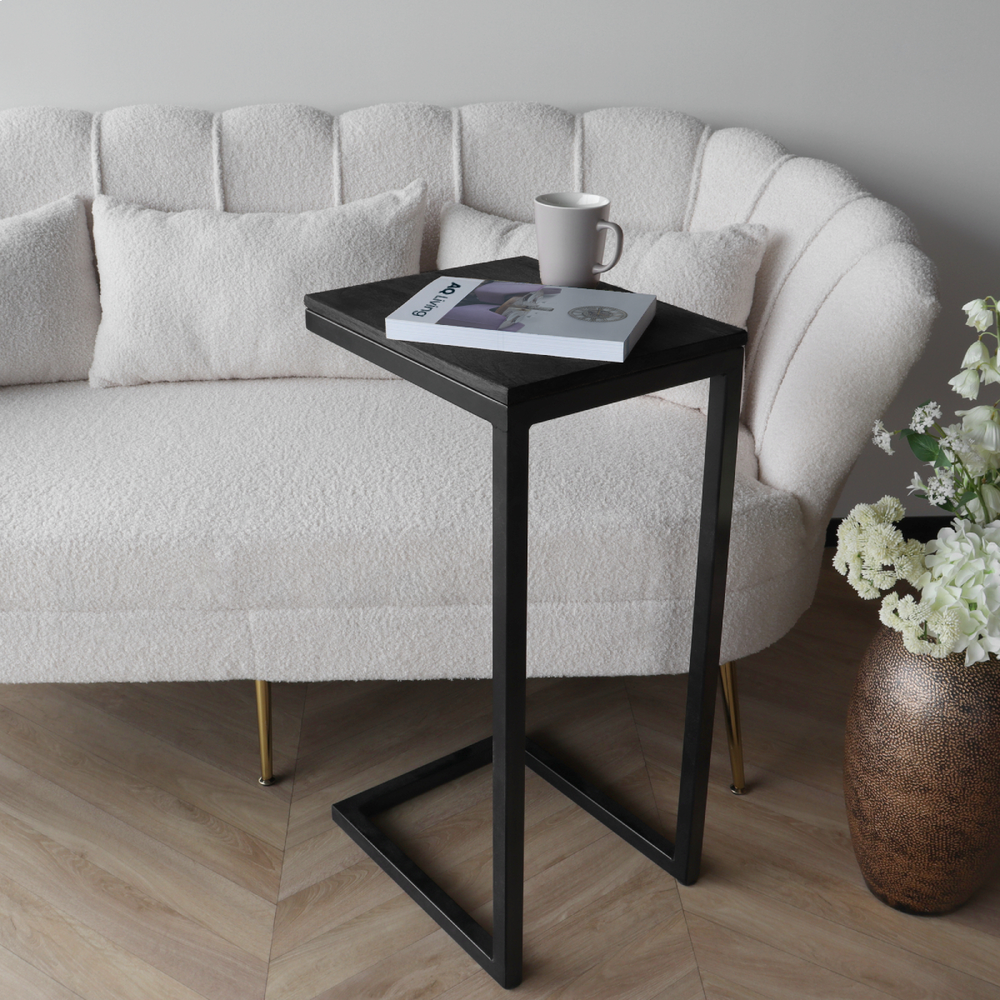 Table d'appoint industrielle Jerry 69cm en bois de manguier noir