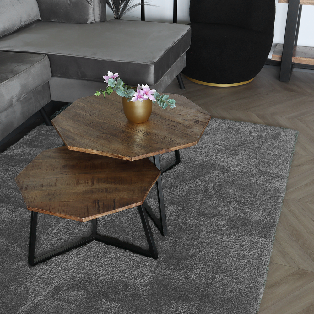 Tapis 160x230cm gris à poils longs Darcio