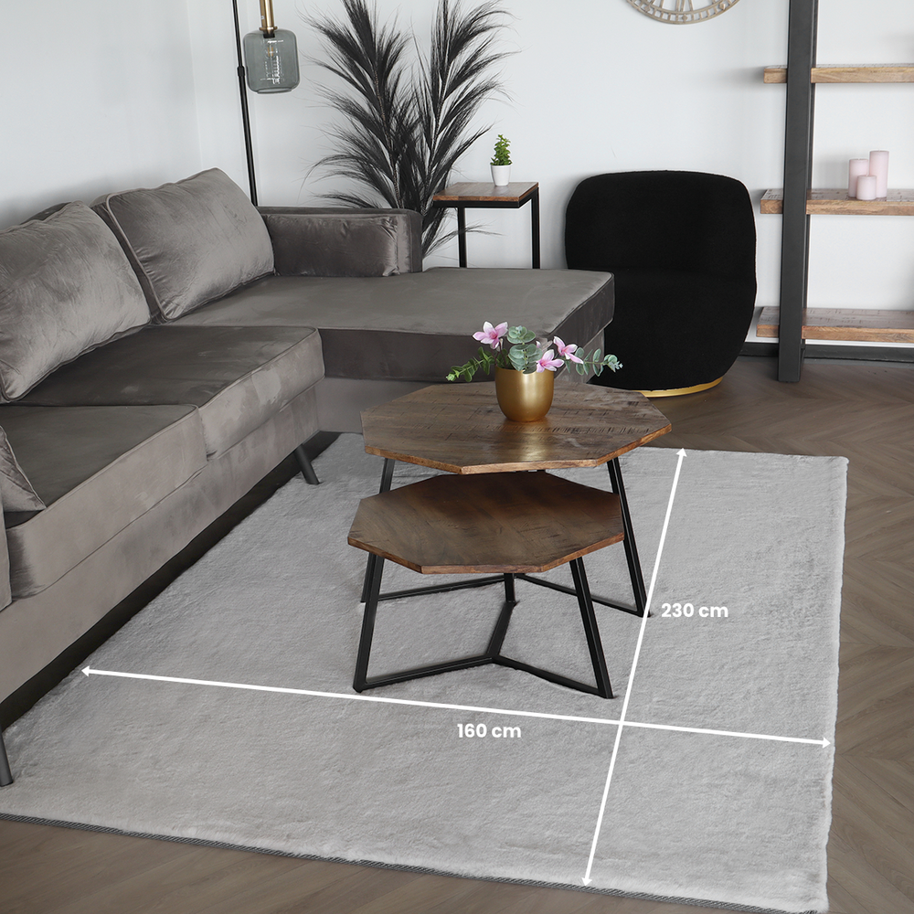 Tapis 160x230cm blanc crème à poils longs Liv moelleux