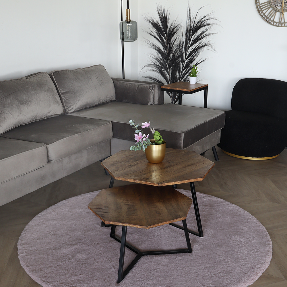 Tapis rond 160cm rose à poils longs Liv moelleux Tapis rond 160cm rose à poils longs Liv moelleux