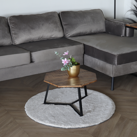 Lizzely Garden & Living Tapis 100cm crème blanc rond à poils longs Liv moelleux