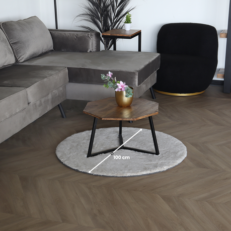 Lizzely Garden & Living Tapis 100cm crème blanc rond à poils longs Liv moelleux