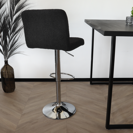 Lizzely Garden & Living Tabouret de bar Anel avec dossier en tissu teddy noir Lizzely Garden & Living Tabouret de bar Anel avec dossier en tissu teddy noir