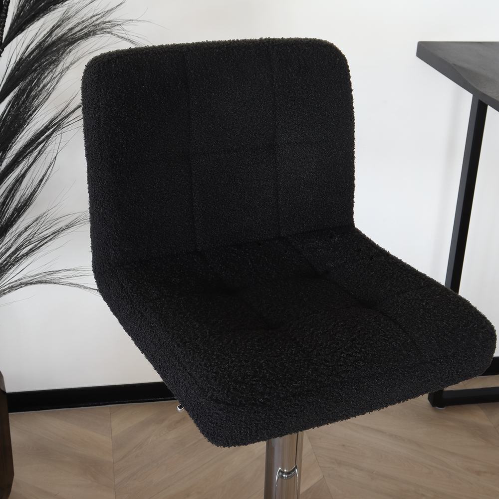 Tabouret de bar Anel avec dossier en tissu teddy noir Tabouret de bar Anel avec dossier en tissu teddy noir
