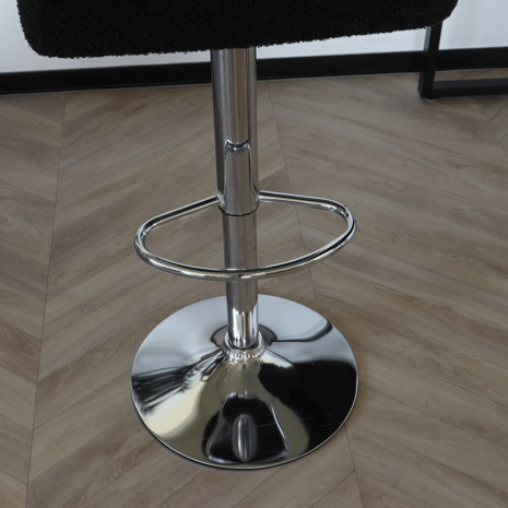 Lizzely Garden & Living Tabouret de bar Anel avec dossier en tissu teddy noir Lizzely Garden & Living Tabouret de bar Anel avec dossier en tissu teddy noir