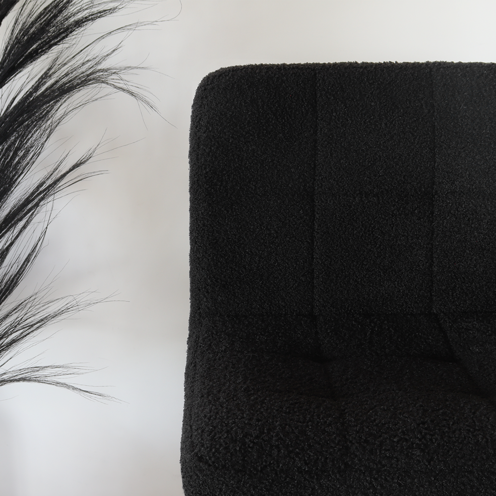 Tabouret de bar Anel avec dossier en tissu teddy noir Tabouret de bar Anel avec dossier en tissu teddy noir