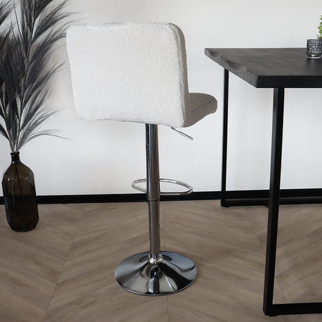 Lizzely Garden & Living Tabouret de bar Anel avec dossier en tissu teddy blanc Lizzely Garden & Living Tabouret de bar Anel avec dossier en tissu teddy blanc