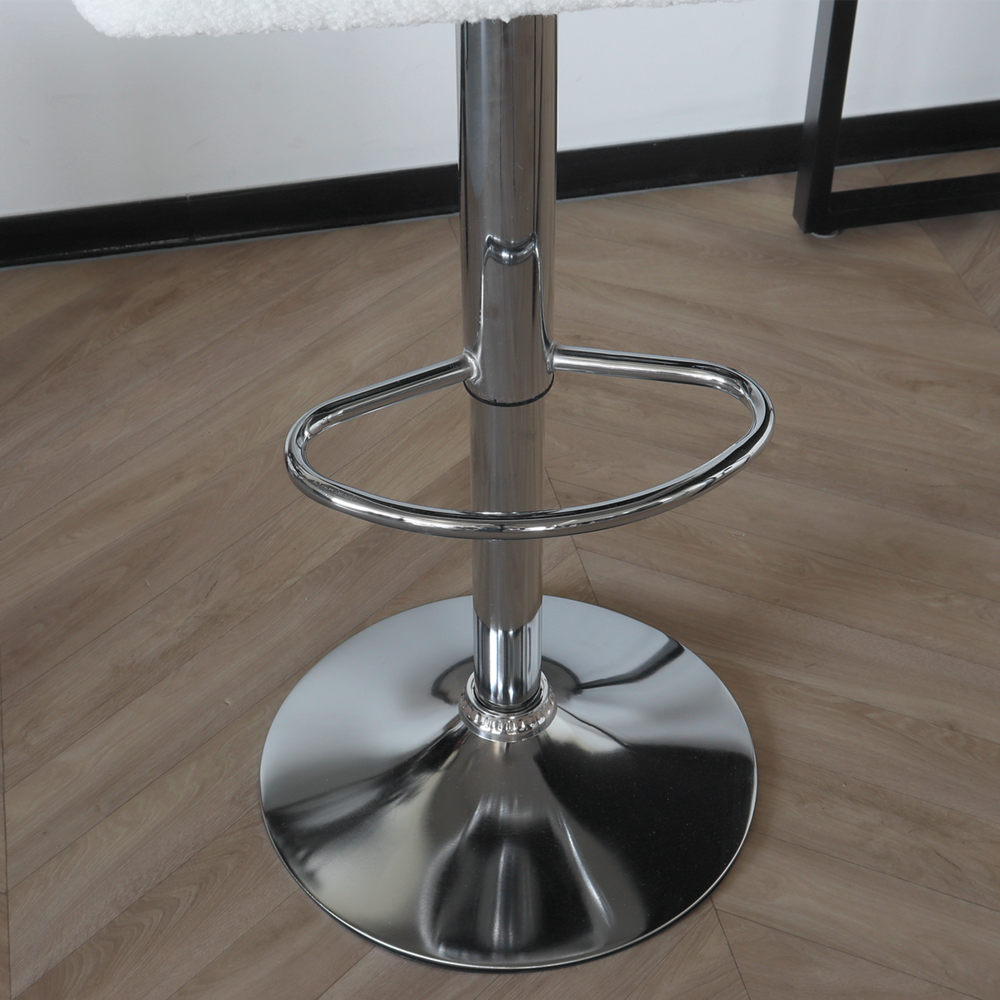 Tabouret de bar Anel avec dossier en tissu teddy blanc Tabouret de bar Anel avec dossier en tissu teddy blanc