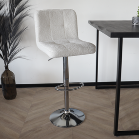Lizzely Garden & Living Tabouret de bar Anel avec dossier en tissu teddy blanc