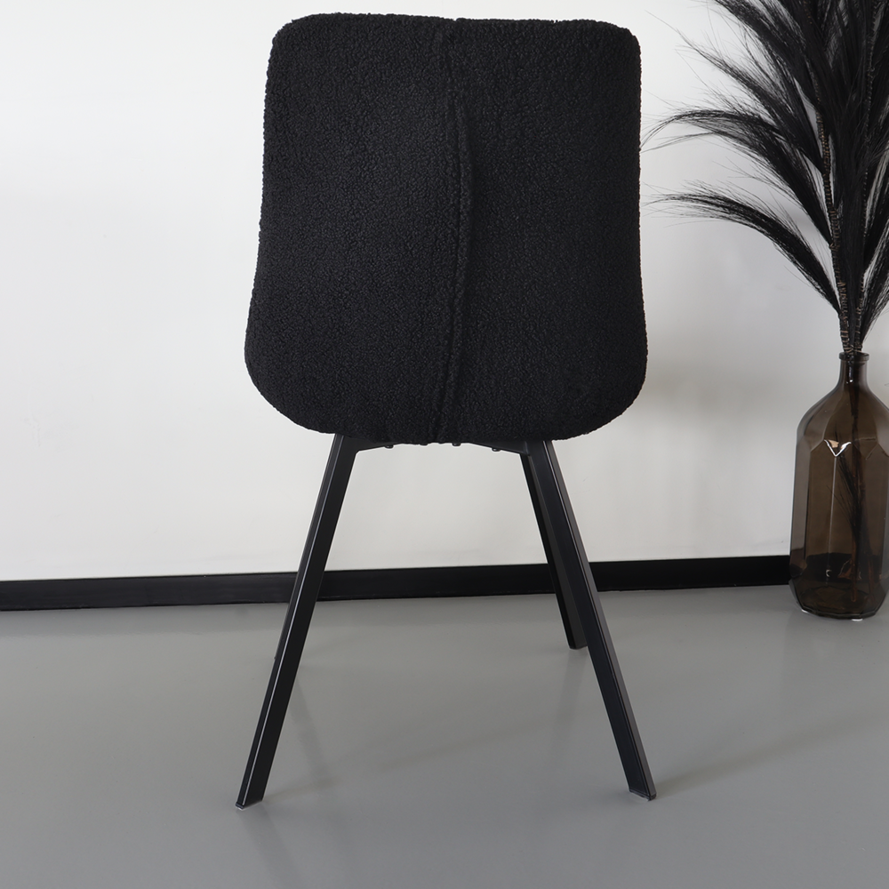 Chaise de salle à manger De Vince teddy bouclé noir