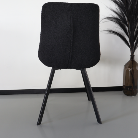 Lizzely Garden & Living Chaise de salle à manger De Vince teddy bouclé noir