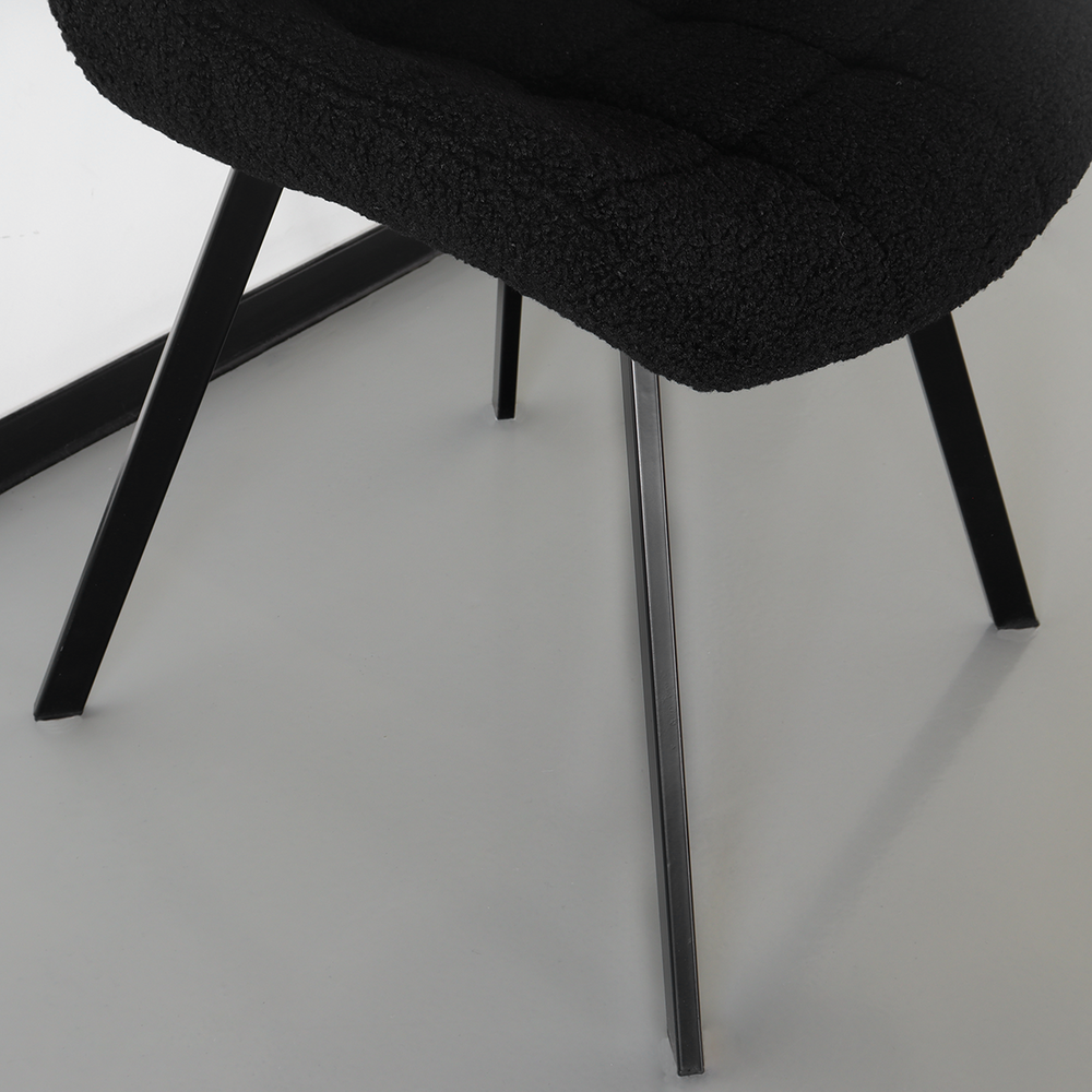 Chaise de salle à manger De Vince teddy bouclé noir