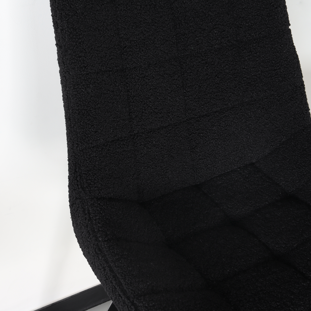 Chaise de salle à manger De Vince teddy bouclé noir