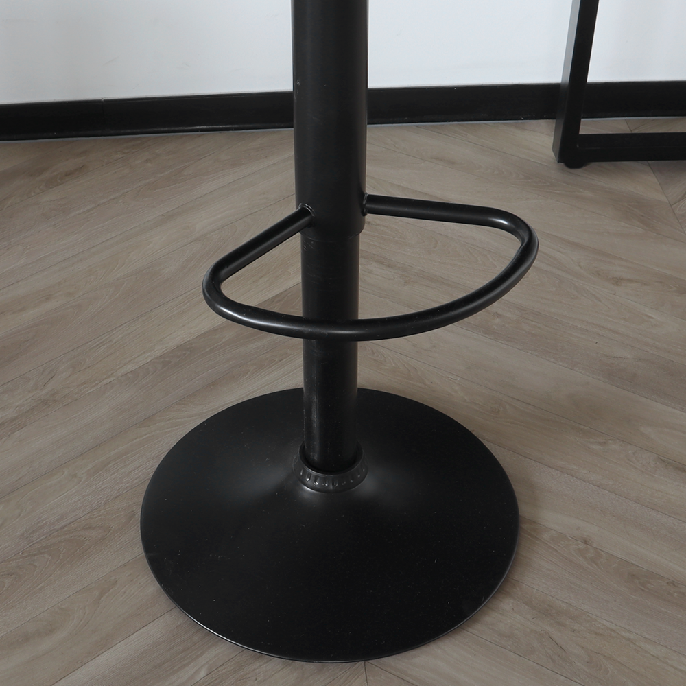 Tabouret de Bar Anel avec dossier simili cuir anthracite avec pied noir chaise de bar