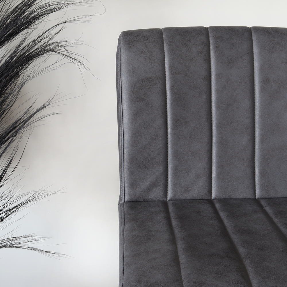 Tabouret de Bar Anel avec dossier simili cuir anthracite avec pied noir chaise de bar