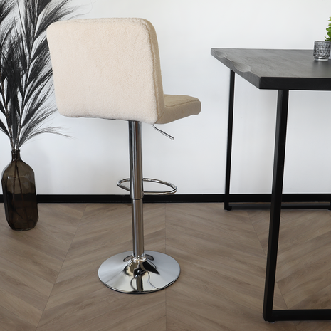 Lizzely Garden & Living Tabouret de bar Anel avec dossier en tissu teddy beige