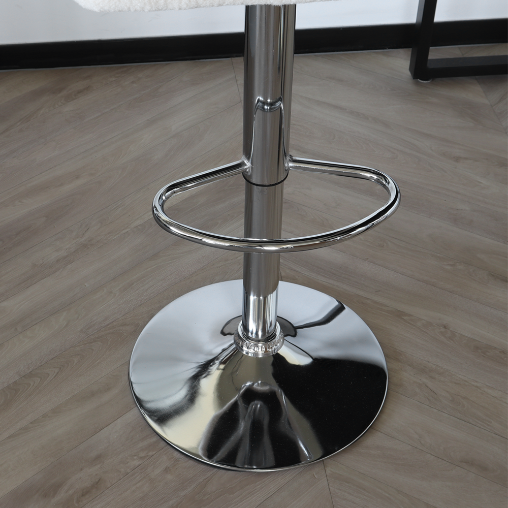 Tabouret de bar Anel avec dossier en tissu teddy beige