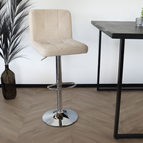 Lizzely Garden & Living Tabouret de bar Anel avec dossier en tissu teddy beige