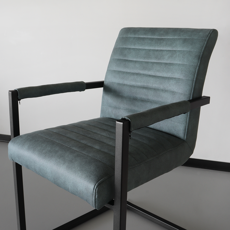 Lizzely Garden & Living Chaise de salle à manger avec accoudoir vert Noor design