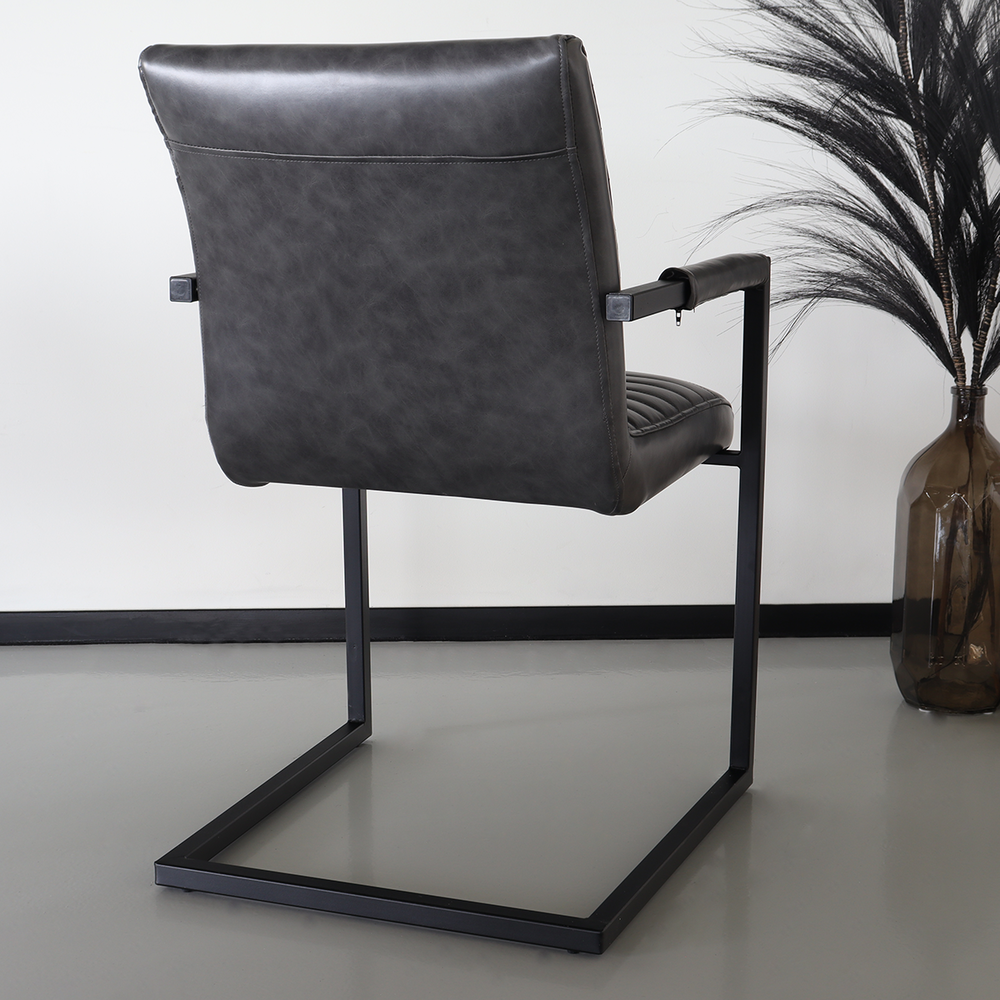Chaise de salle à manger avec accoudoir anthracite Noor design