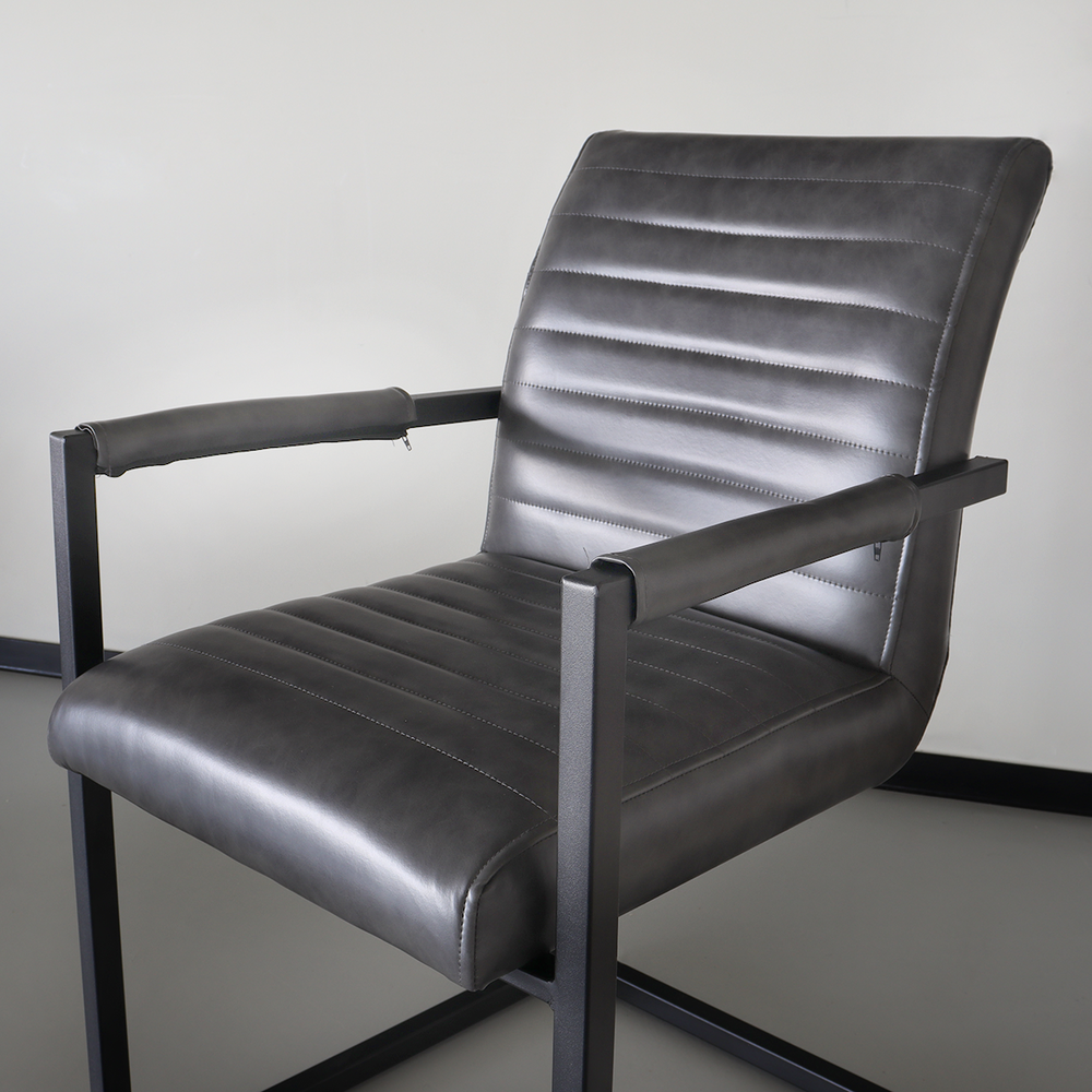 Chaise de salle à manger avec accoudoir anthracite Noor design