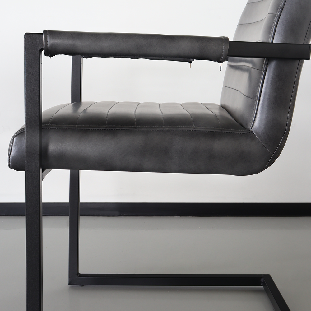 Chaise de salle à manger avec accoudoir anthracite Noor design